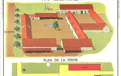 Emile Deyrolle - La Ferme A Cour Fermee - 1960 Offset Lithograph 35.5" x 29.5"