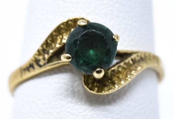 Estate 14kt Yellow Gold & Emerald Solitaire Ring