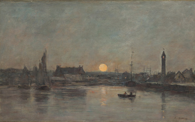 Eugène Boudin (1824-1898) Vue du port de Trouville au crépuscule