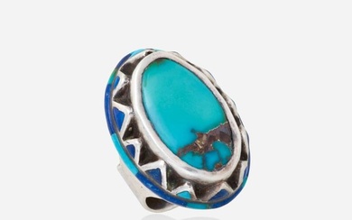 Eveli Sabatie, Turquoise, lapis lazuli, and silver ring