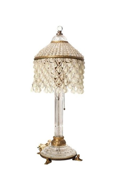 Exceptional French Crystal and Bronze Parlor Lamp