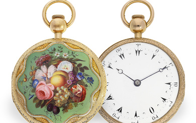 Extremely rare gold/enamel pocket watch for the Ottoman market with quarter repeater, ca. 1820