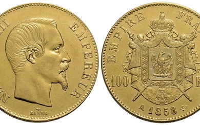 FRANCIA. Napoleone III (1852-1870). 100 Franchi 1858 A - Testa...