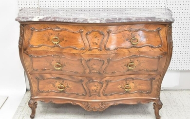 FRENCH MARBLE TOP BOMBE COMMODE