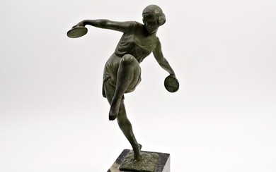 Fayral (Pierre le Faguays) - Sculpture, "Danseuse Aux Cymbales" - 26.5 cm - Zamac