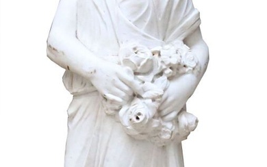Femme drapée aux fleurs Sculpture en marbre... - Lot 241 - Vasari Auction