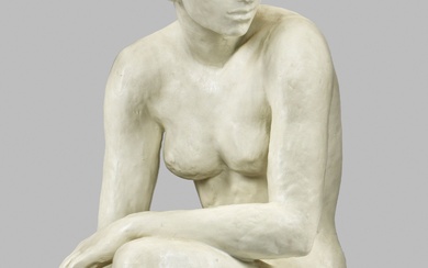 Figure Art Déco "Accroupie" Nu féminin accroupi sur plinthe. Création de Fritz Klimsch, 1926, marque...
