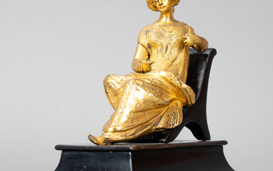 Figure in antique garb, cast metal, gilded, France, end of 19th century.