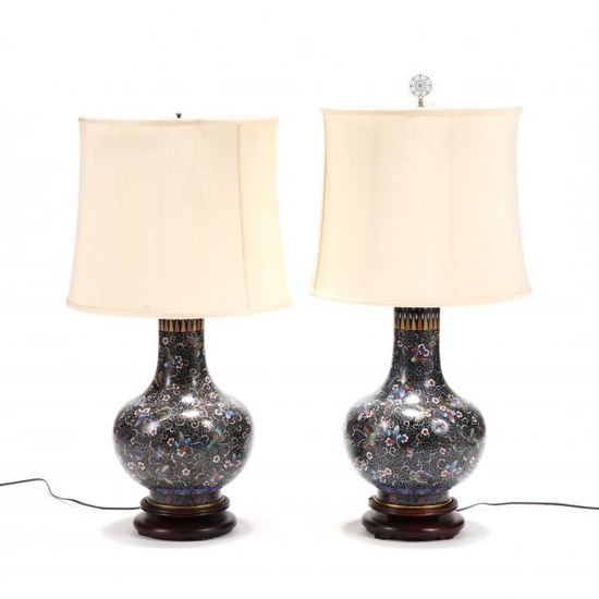 Fine Pair of Cloisonné Table Lamps
