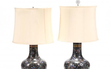 Fine Pair of Cloisonné Table Lamps