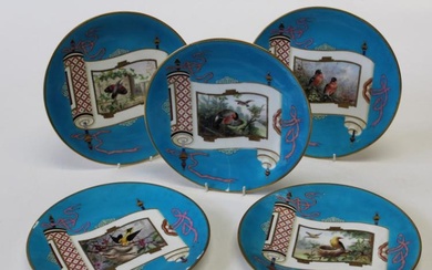 Five late 19th century Minton ' Japonoise' dessert plates, each...