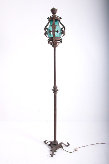 Floor lamp in iron and glass. 19th century