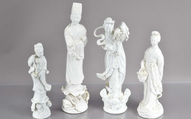 Four Chinese blanc-de-chine figures