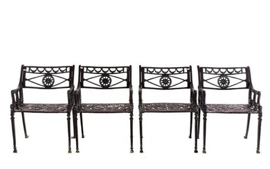 Four Regency Style Patio Arm Chairs
