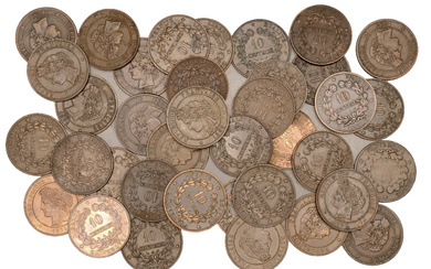France, Third Republic (1871-1940), 10 Centimes (37), 1881a (2), 1882a (3), 1883a...
