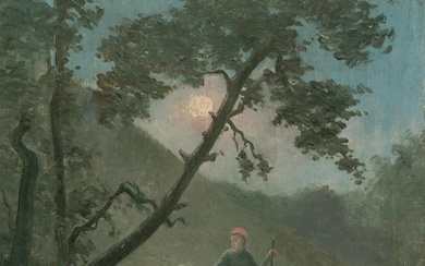 François Henri Alexandre Lafond (1815 Paris – Neuilly-sur-Seine 1901) – Heimkehrende Schäferin im Mondschein