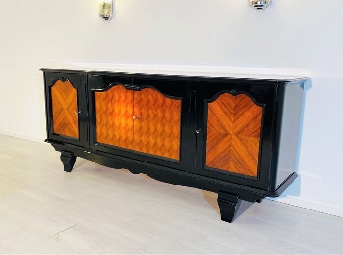 French Art Deco sideboard with checkerboard veneer