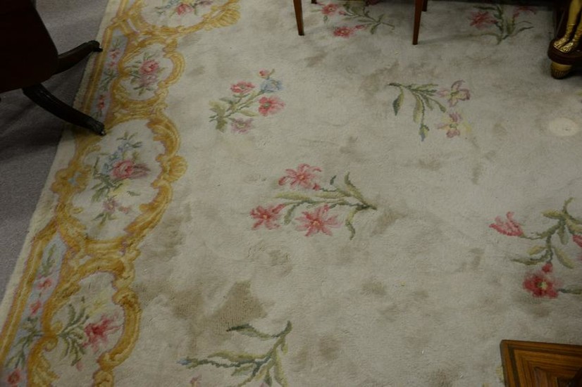 French Aubusson style custom carpet, marked "Made in