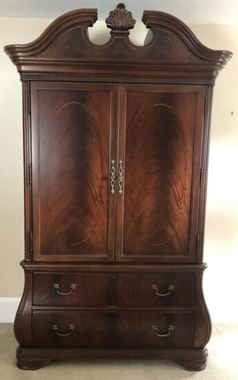 French Rococo Style Carved Linen Press / Wardrobe