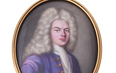 French School (18th century), A gentleman, wearing purple coat