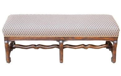 French Style Hand Carved Custom Upholstered Bench