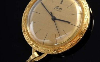 GG 585 "Mars Super" pocket watch, manual winding, dash indices, large second, (24g, Ø 3,5cm) on delicate GG 333 link chain, (3,2g, l. 62,3cm), circa 1990, operable (no guarantee on movement and functionality)
