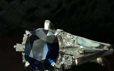 GIA Sapphire and Diamond Ring PLATINUM