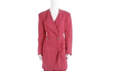 Gianna Spocci, Pink skirt and jacket suit with jewel buttons.