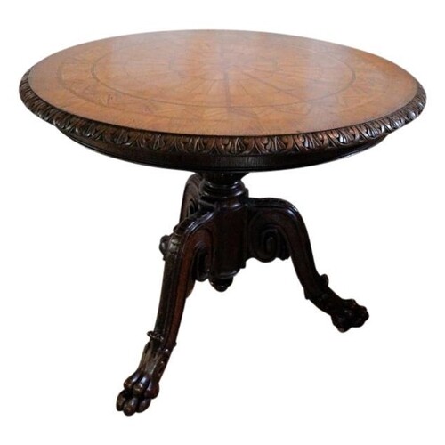 GOOD CONTINENTAL OAK AND PARQUETRY CENTRE TABLE POSSIBLY NOR...