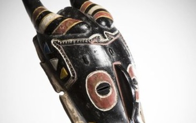GOURO, Ivory Coast. Anthropozoomorphic "Zamblé" mask evoking a...
