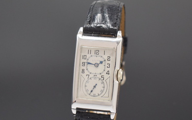 GRUEN Duo-Dial 14k white gold-filled rectangular wristwatch, Switzerland / USA...