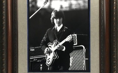 George Harrison Beatles Signed Card Custom Framed Photo Display Beckett