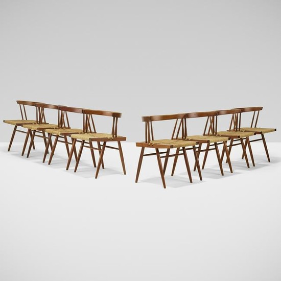George Nakashima, Grass-Seated chairs, set of eight