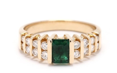 Gold, Emerald, and Diamond Ring