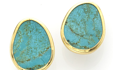 Gold and turquoise earclips