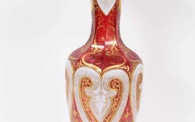 Good quality 19th century ruby and gilded white overlay vase