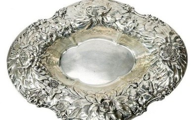 Gorham Sterling Silver Repousse Florals Dish or Bowl 1898