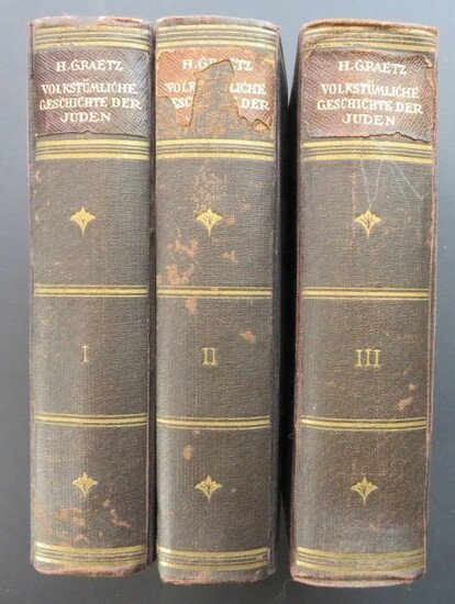 Graetz, History of Jews, German Complete 3vol. Edition 1920s