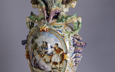 Grand vase en faïence dans le style de la Renaissance italienne, Italie, 20e s., ,Très...
