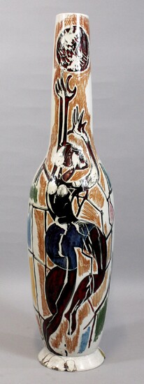 Grande Vaso in ceramica Baldi, decoro a soggetto di nudo di donna, altezza cm. 102, XX secolo, (difetti e restauri)