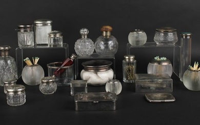 Group of Assorted Silver and Glass Vanity Items