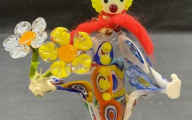 Hand Blown Art Glass Clown Figural