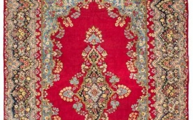 Hand-knotted Kerman Red Wool Rug 9'9" x 15'3"