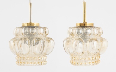 Helena Tynell, ceiling lamps, a pair, Glashütte Limburg, Germany, second half of the 20th century.
