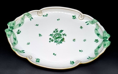 Herend - Table service - 1st Choice! Nanking Bouquet Vert Green Exclusive XXL tray 1st choice approx. 41 x 28 cm. - Porcelain