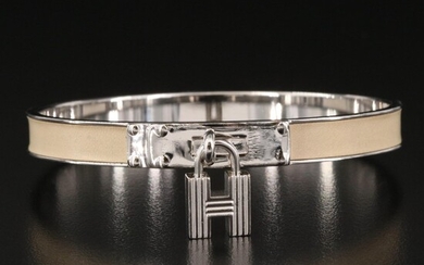 Hermès "Kelly H Lock" Bangle with Leather Inlay