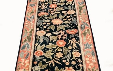 INDO PERSIAN, HAND WOVEN WOOL BLUE RUG