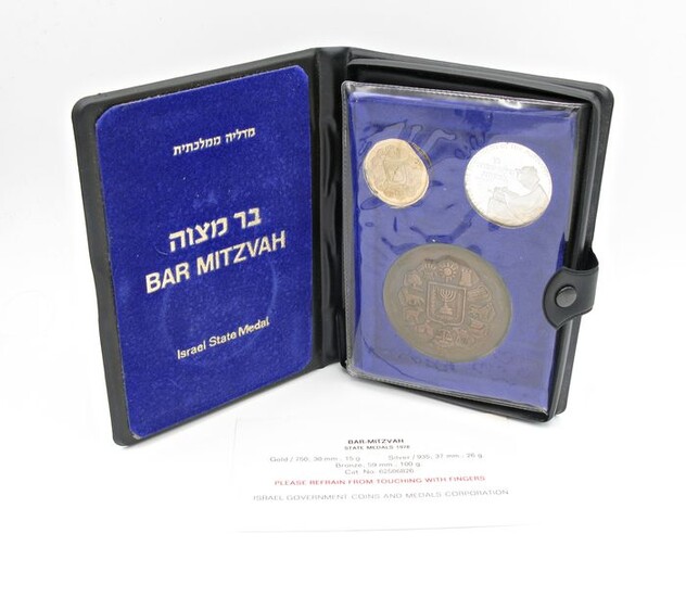 Israel - Medals 1978 'Bar-Mitzvah' (3 pieces) in set - Gold + Silver + Bronze