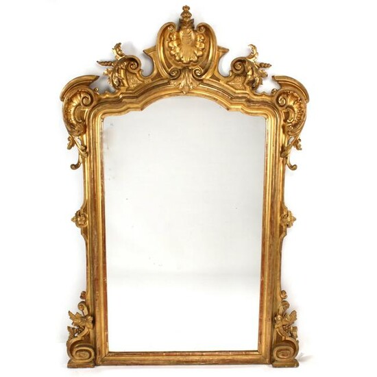 Italian Baroque Style Gilt-Wood Console with Mirror.