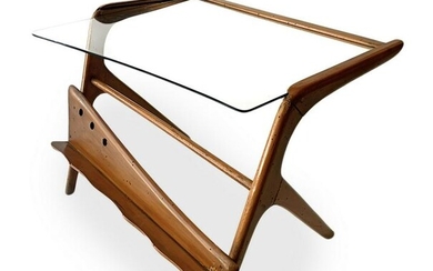 Italian Production, light wood coffee table glass top